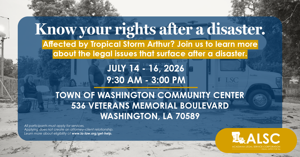 Disaster Legal Issues | Town of Washington Community Center – St. Landry Parish
