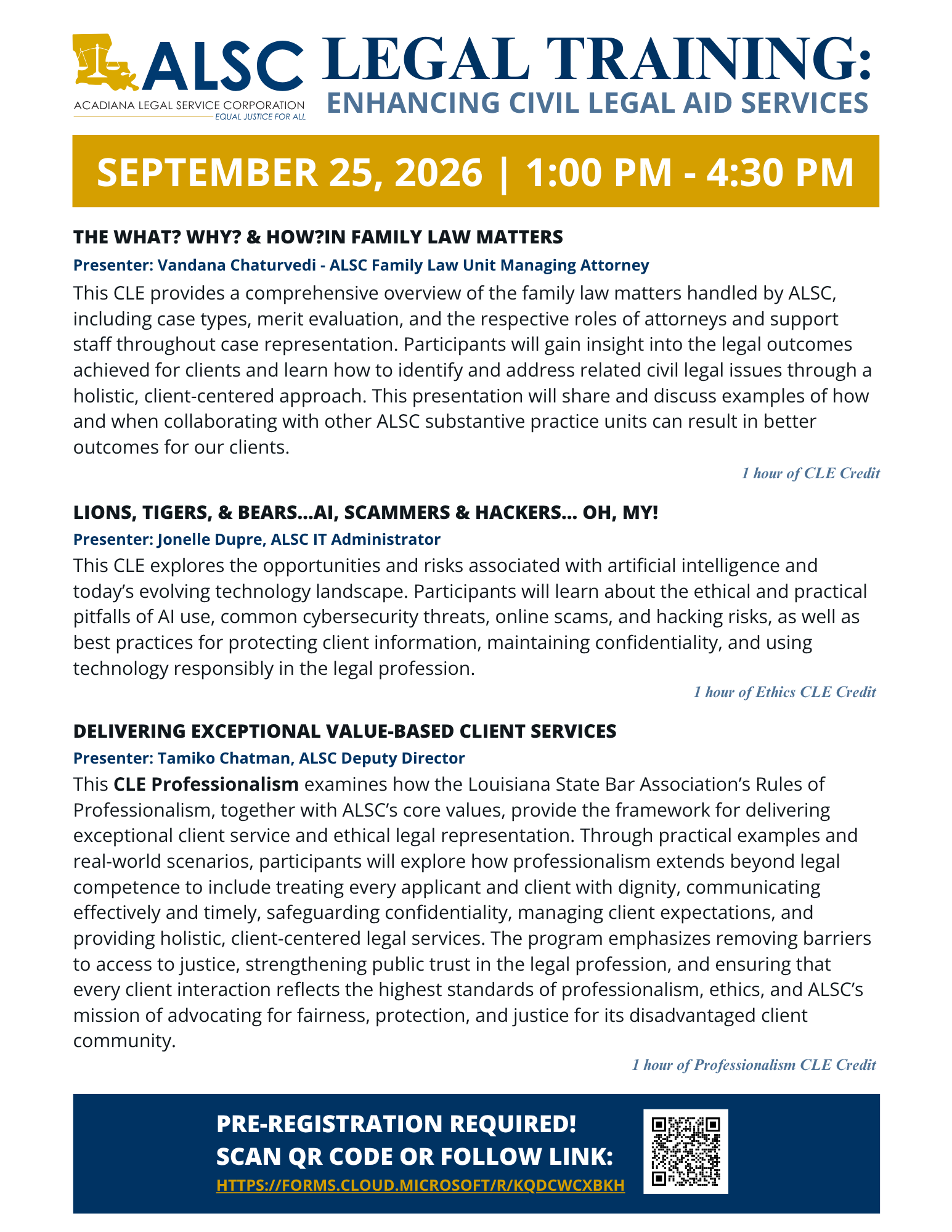 Legal Training | Enhancing Civil Legal Services (CLEs Available)